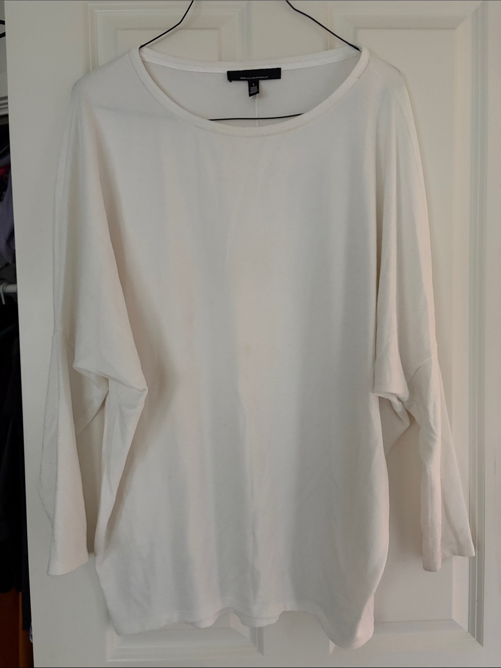 White Oversized Long Sleeve Top WHBM